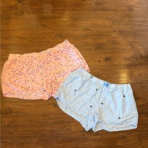 Pink and Blue Star Patterned Pajama Shorts Set